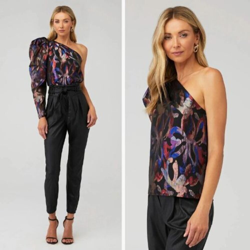 Sabina Musayev Black Shimmer Top Size XS 51579